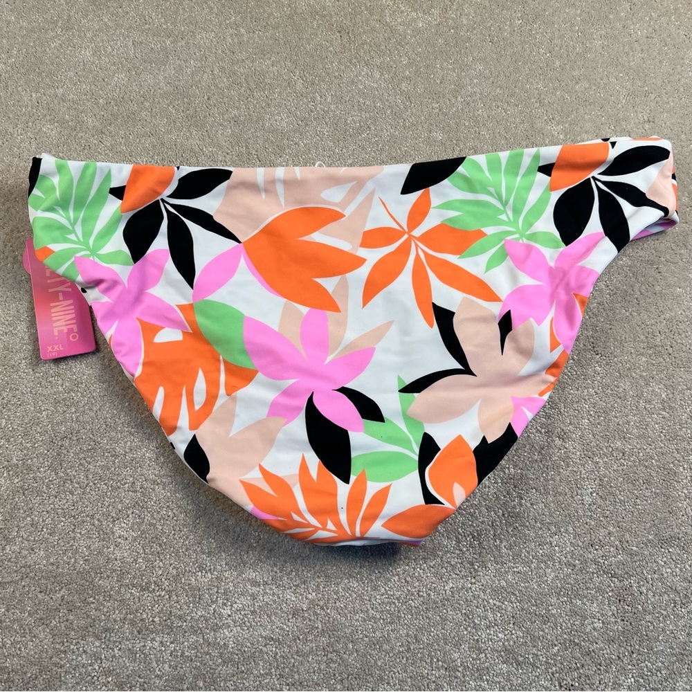 Bikini Bottoms Reversible Hipster Floral Polka Dot NWT Black White Tropical XXL - Picture 2 of 9